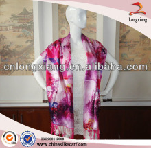 Women Gril Flower Printed Long Silk Dress With Scarf And Shawl Wholesale Of Pashmina Shawl Suppliers